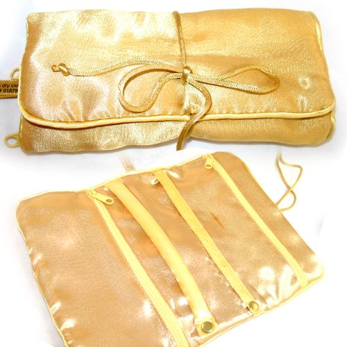 Silky Soft GOLD Beige Makeup Cosmetic Travel Bag Case  