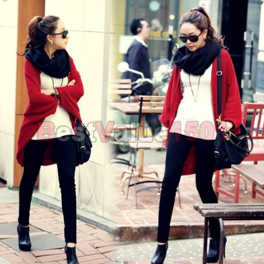 New Batwing Cardigans Shawl Knit Coat Jacket Sweater Woolen Knitwear 