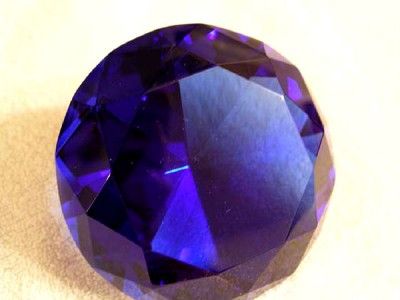 Cobalt blue diamond cut paperweight/display 4 inch  