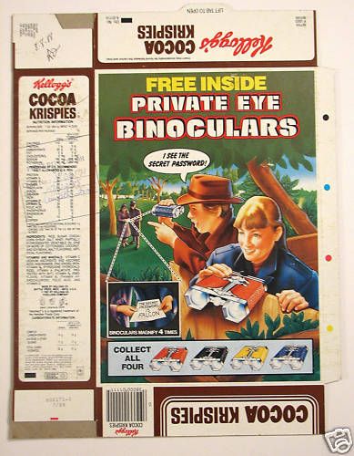 Kelloggs Cocoa Krispies Flat Box w BINOCULARS Promo  