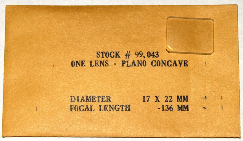 Edmund Scientific Plano Concave Lens 17x22mm  136mm Fl  