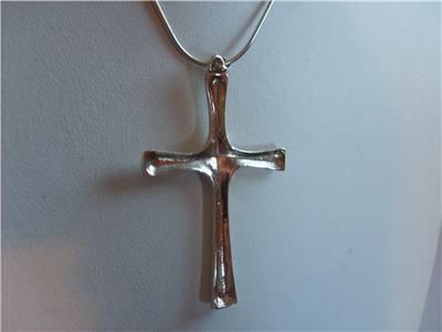 Vintage Taxco S/Silver Cross Necklace Marked TC 925  