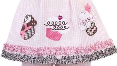 Girls size 12M Rare Editions Cupcake Pink and Brown Seersucker Short 