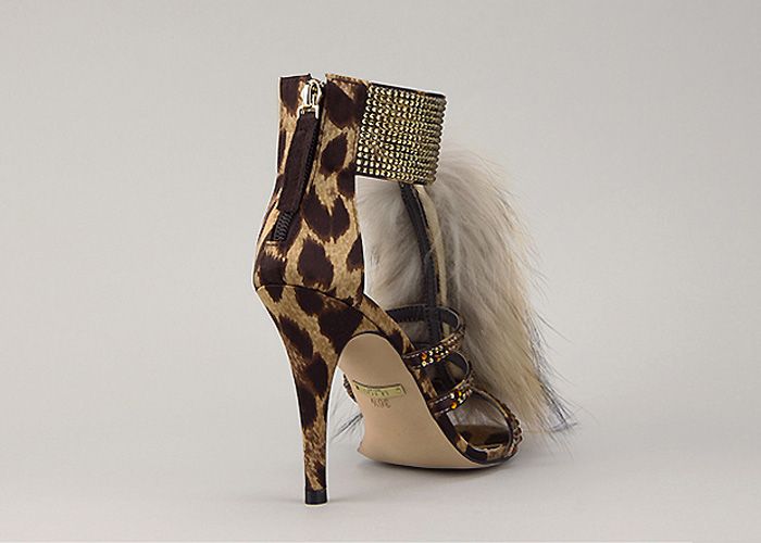 11287 Suede Fringe Handmade Ankle Strap Sandals Leopard US  