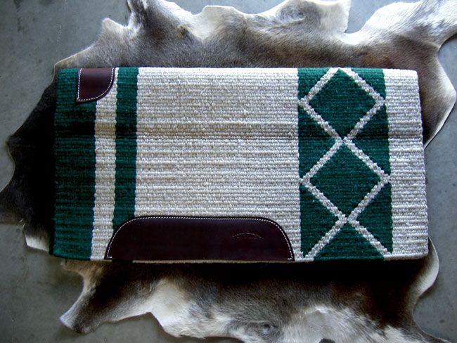 WOOL WESTERN SHOW TRAIL SADDLE PAD BLANKET GREEN RODEO  