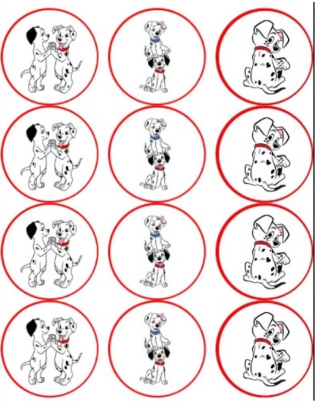 101 Dalmations   Edible Photo CupCake Toppers 12 or 24  