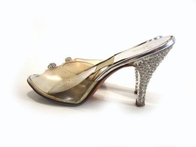     RHINESTONE and LUCITE HEELs with RHINESTONES on PEAK TOE LEATHER