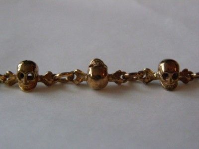 RRR Antique gold chain fob for pocket watch.10 skulls  