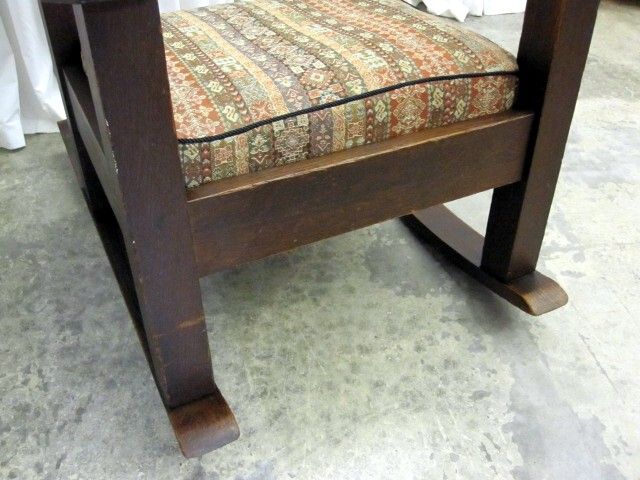 Antique Dark Oak Mission Arts & Crafts Rocking Chair  