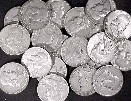 90% SILVER 50 Franklin Half Dollars  