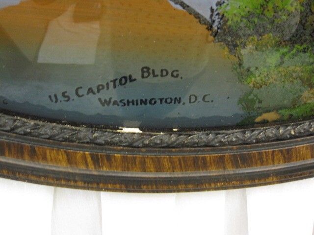 Reverse Painting Bubble Glass USA Capitol Building 1916  