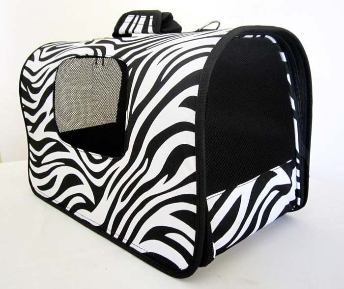 18L Pet Carrier Luggage Dog Cat Travel Bag Purse Zebra  