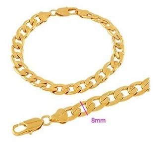 22K Yellow Gold GP 8.5 Mens Chain Link Bracelet 8mm L1  
