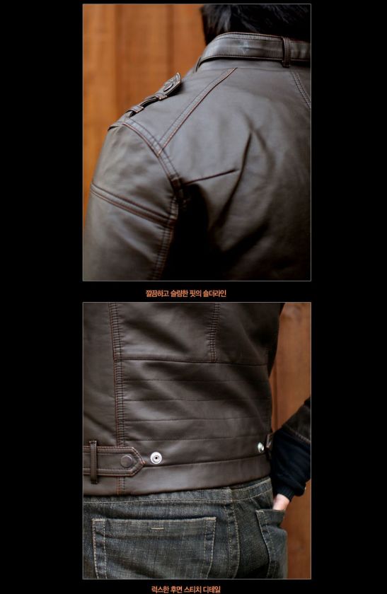 B09 01 Mens Korea Slim Casual Leather Jacket / 3color  