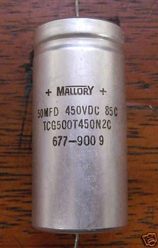 LOT OF 10 MALLORY TCG500T450N2C 50uF 450VDC CAPACITORS  