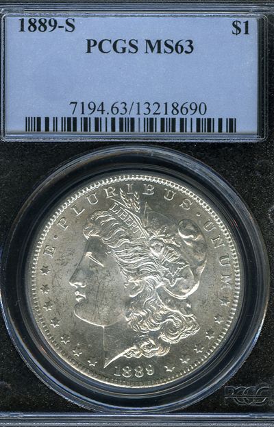 1889 S PCGS MS 63 MORGAN SILVER DOLLAR S$1 FA202  