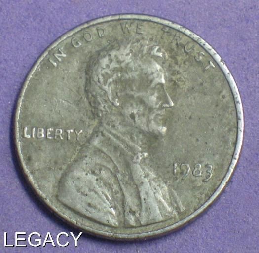 1983 P LINCOLN MEMORIAL CENT MISSING COPPER LAYER (TS  