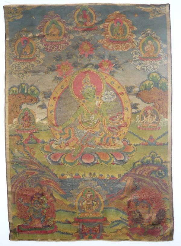 29 Tibet Silk Inwrought Kesi Green Tara Thangka Tangka  