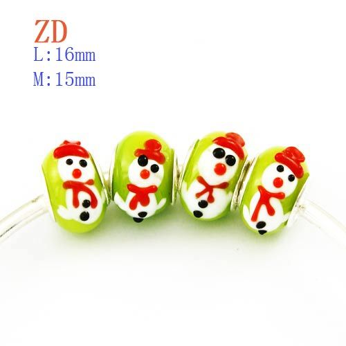 P707x Lots 24pcs Cute Snowman Murano Lampwork Glass Loose Beads Fit 