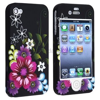 Rose Red/Purple Flower Rubber Coated Snap on Hard Case Cover for 