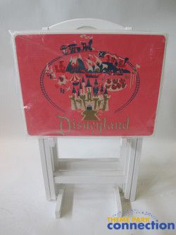 Disney Disneyland Map 50th Art SHAG Display Wood 4 Folding TV Trays 