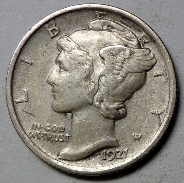 1921 MERCURY DIME XF AU NICE RARE  