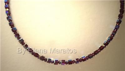 Swarovski cube Amethyst AB necklace choker  