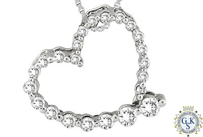 AMAZING 14K WHITE GOLD DIAMOND HEART SHAPE PENDANT NEW  