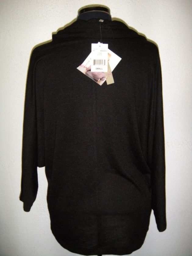 NWT OLIVIA MOON Womens Drape Cowl Neck Dolman Sleeve Top BLACK $60 