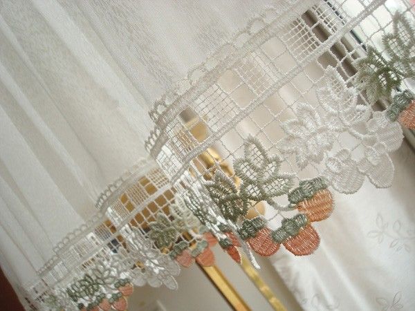 Lovely Strawberry Lace Sheer Cafe/Kitchen Curtain152x45  