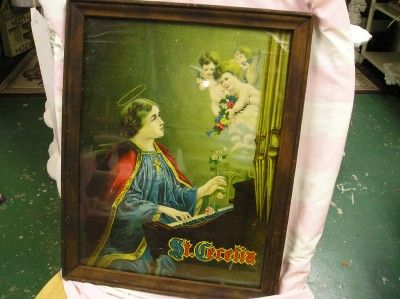 ANTIQUE PICTUREofST.CECELIA~CHERUBS~Shabby~Cottage~Chic  