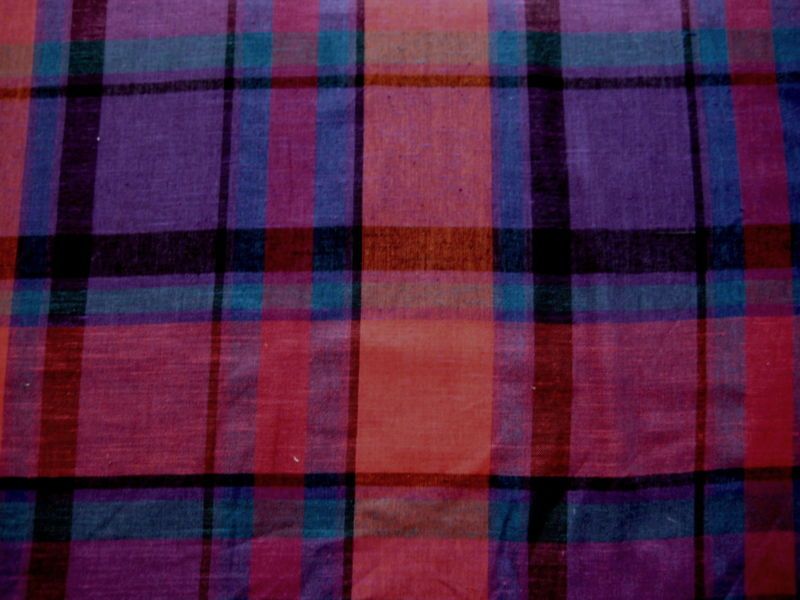 Gorgeous PURPLE RED TEAL PLAID Cotton/Poly/Wool Fabric  