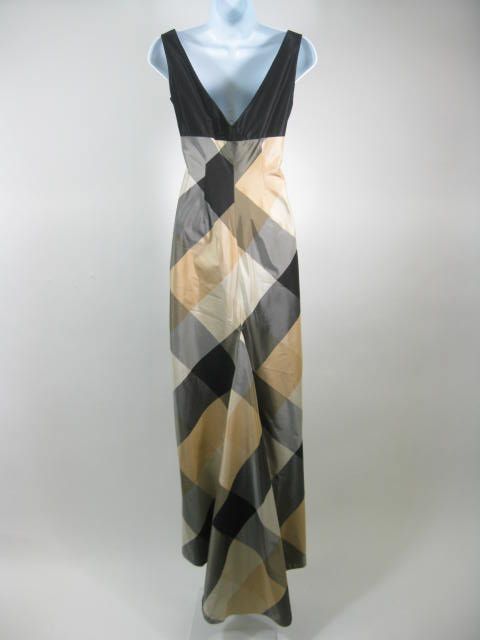 RICHARD TYLER COUTURE Black Beige Sleeveless Dress Sz 6  