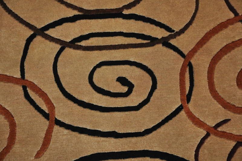 8x10 WOOL RUG INDO NEPAL HANDMADE SWIRLS BEIGE KIDS NEW  