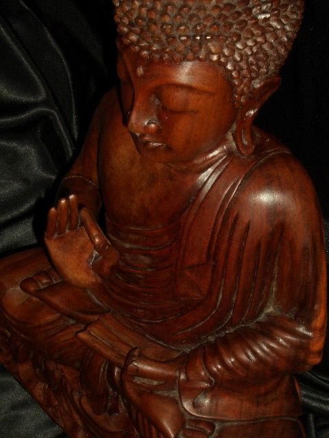 20 Wood Carving Seated Altar Wooden Meditating Buddha  