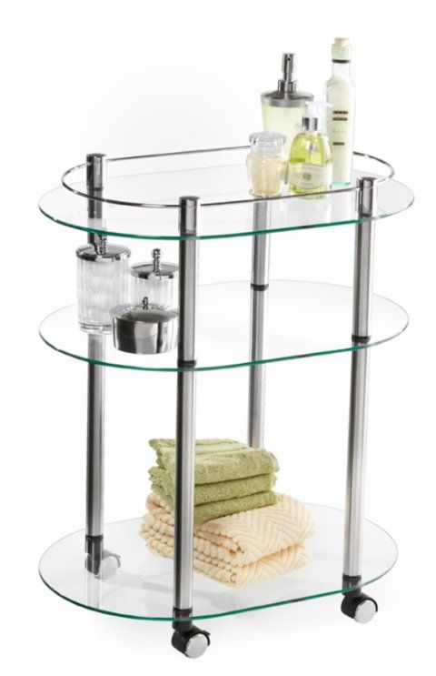 Accsense Modern Glass Kitchen Bar Rolling Serving Cart  