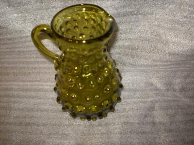 Description Fenton Art Glass Company, Hobnail, 12 oz. , green, syrup 