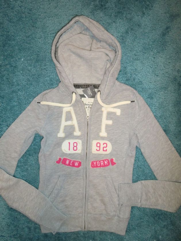 NEW ABERCROMBIE & FITCH GRAY JORDAN ZIP SWEATSHIRT,XS  