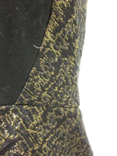 GUISHEM Black Gold One Shoulder Knee Length Dress Sz S  