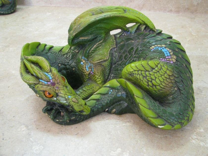 Windstone DRAGON STATUE M.Pena 85 Green/Purple/Gold  