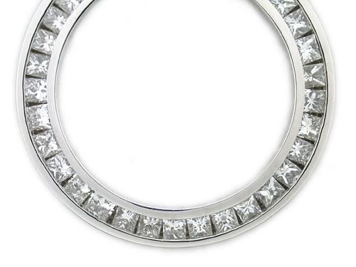 LADIES 1.50CT PRINCESS CUT DIAMOND BEZEL 14KW FOR ROLEX  