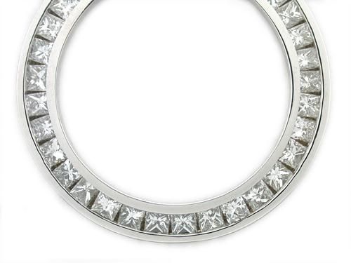 LADIES 1.50CT PRINCESS CUT DIAMOND BEZEL 14KW FOR ROLEX  