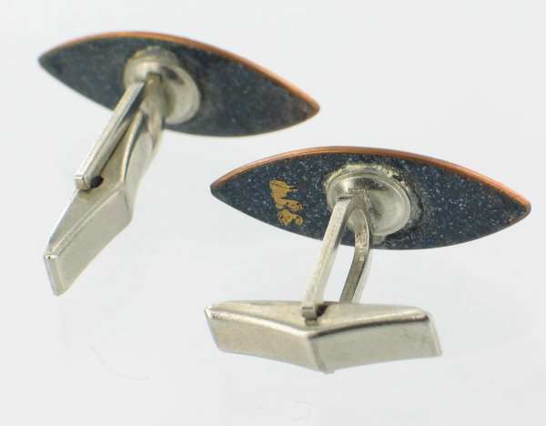 VINTAGE MODERNE COPPER ENAMEL CUFFLINKS AFRICAN DESIGN  