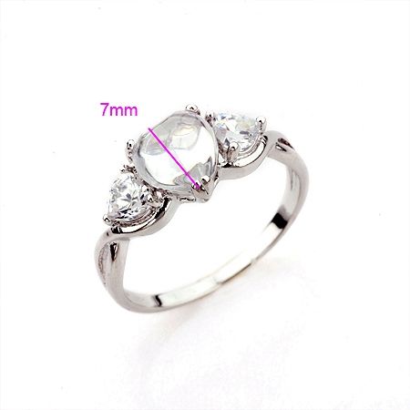 Classy 9K White Gold Filled CZ Womens Heart Ring,size 5  