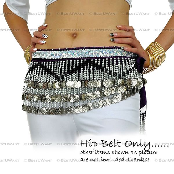   Dance Dancer 258 Coins Velvet Hip Scarf Belt Wear Costume NEW  