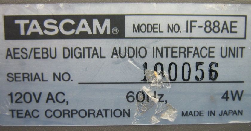 TASCAM IF 88AE DIGITAL AUDIO INTERFACE UNIT IF 88AE  