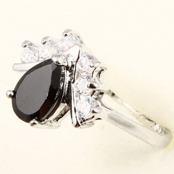 PEAR COCKTAIL BLACK SAPPHIRE *A008* RING  