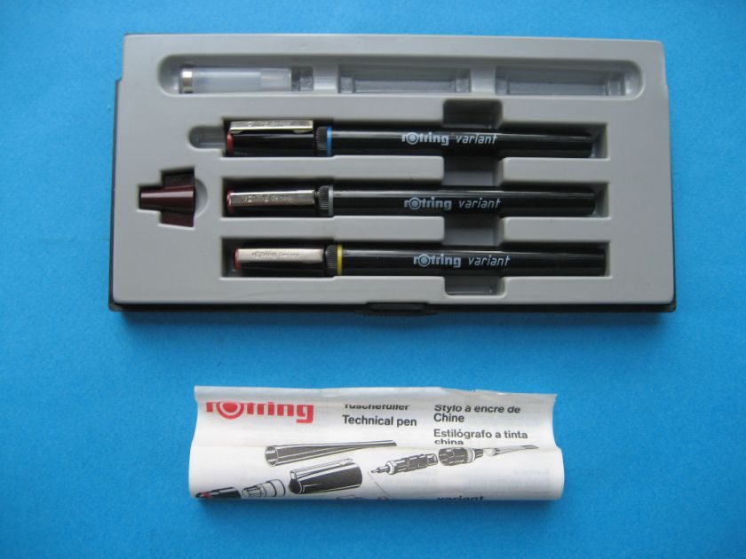 ROTRING  TECHNICAL PENS SET W/ ORG. CASE & INSTRUCTIONS  