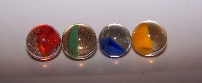 Vintage 4 Clear Glass Cats Eye Marbles  