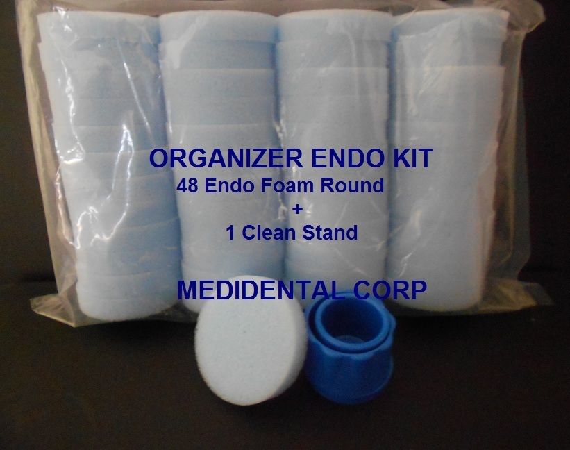 48 ROUND ENDO FOAM SPONGES INSERTS BLUE FILE HOLDER + FREE 1 CLEAN 